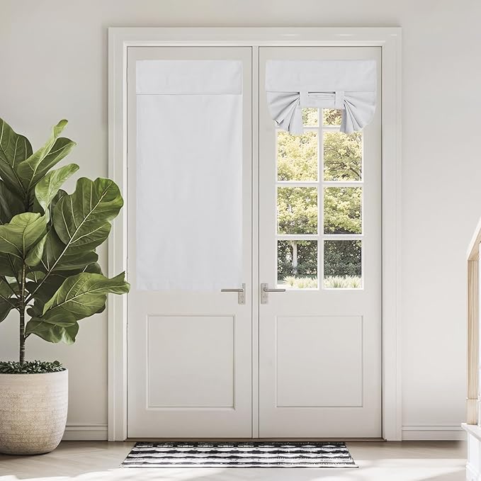 NICETOWN Door Curtains for Doorway, Blackout Privacy Window Curtain Panel, French Door Shade for Sliding Patio, Window Covering for Bedroom, W26 x L50 Inch, 1 Panel, White
