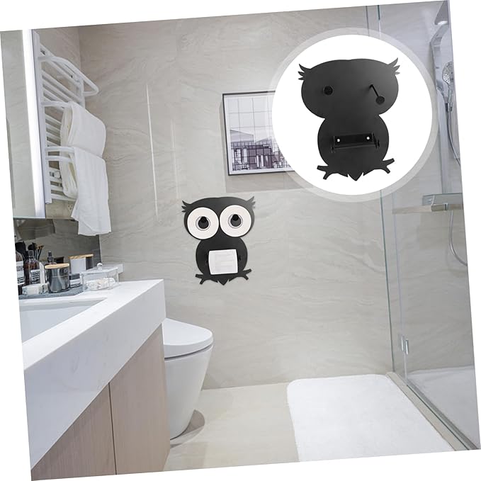 Owl Shaped Iron Tissue Holder Wall-Mounted Kitchen Bathroom Paper Towel Rack Storage Stand with Smooth Surface Finish for Convenient Paper Storage and Home Decor