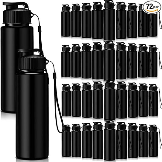Mifoci 72 Pieces Water Bottle Bulk 17 oz Plastic Water Bottles Bulk Gym Sports Adults Reusable Large Bottles with Leak Proof Flip Top for Party Outdoor (Black)