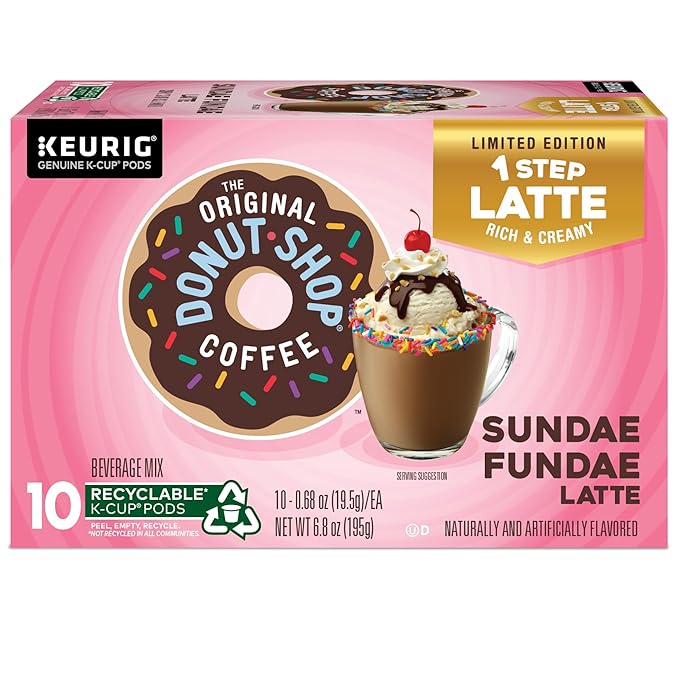 The Original Donut Shop Sundae Fundae One-Step Latte, Keurig Single Serve K-Cup Pods, 60 Count (6 Packs of 10)