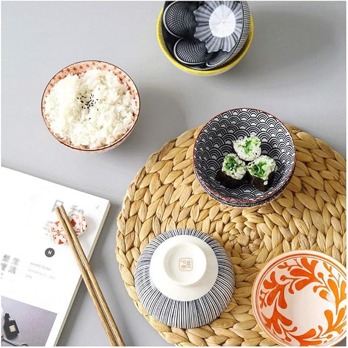 Bowls for Kitchen and Wind 4.5-inch Rice Bowl Ceramic Unglazed Anti-scalding Bowl European Simple Household Soup Bowl High-Legged (Color : K) (Medium)