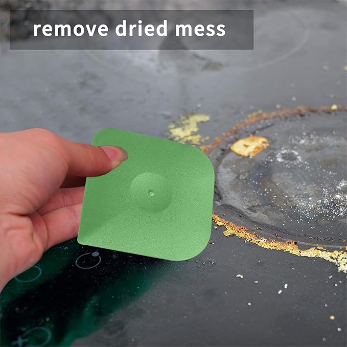 Herda Pan Scraper Pot Scraper Plastic Kitchen Scraper Tool, 5pcs Food Scraper Dish Scraper Hard Nylon Platic Cleaning Scraper Tool for Kitchen Pan, Pot, Cast Iron (Green)