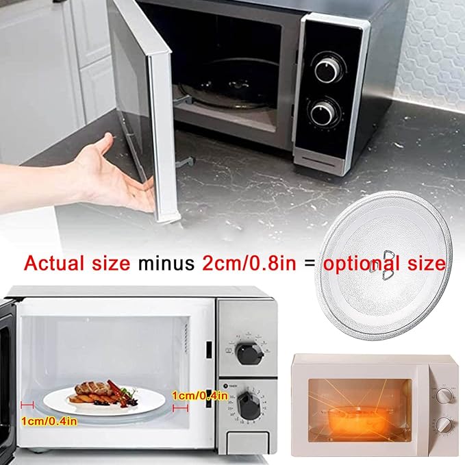 Microwave Glass Turntable Plate With 3 Fixtures, Microwave Glass Plate De Replacement Microwave Plate, 245mm 255mm 270mm Diameter, Microwave Glass Tray, Heat Resistance, Easy To Care For
