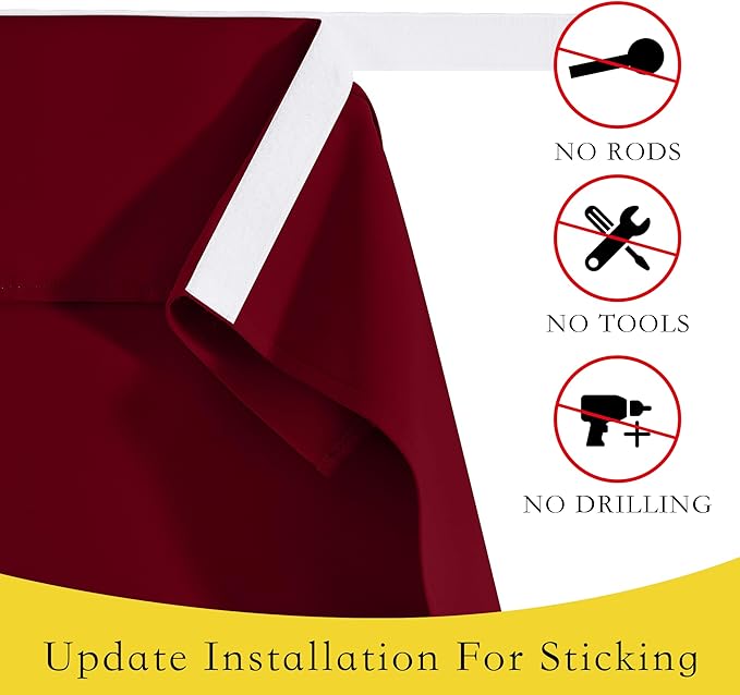 NICETOWN Tie Up Curtains for Kitchen Window, French Door Curtains 63 inches Long Privacy Short Blackout Christmas Window Covering for Patio Sliding Glass Door, W46 x L63 inch, 1 Panel, Burgundy Red