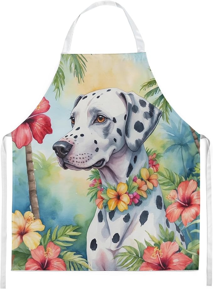 Caroline's Treasures Dalmatian Luau Apron Cooking Kitchen Server Baking Crafts Gardening for Adult Women Men, Unisex, Large, Multicolor