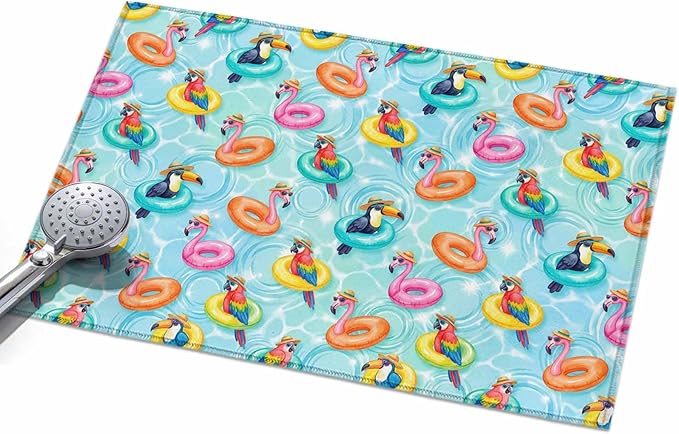 Area Rug 2x3ft, Summer Pool Float Swim Rings Washable Rugs for Living Room Bedroom, Tropical Flamingo Birds Soft Non-Slip Area Rugs Rectangle Floor Carpet for Dining Room