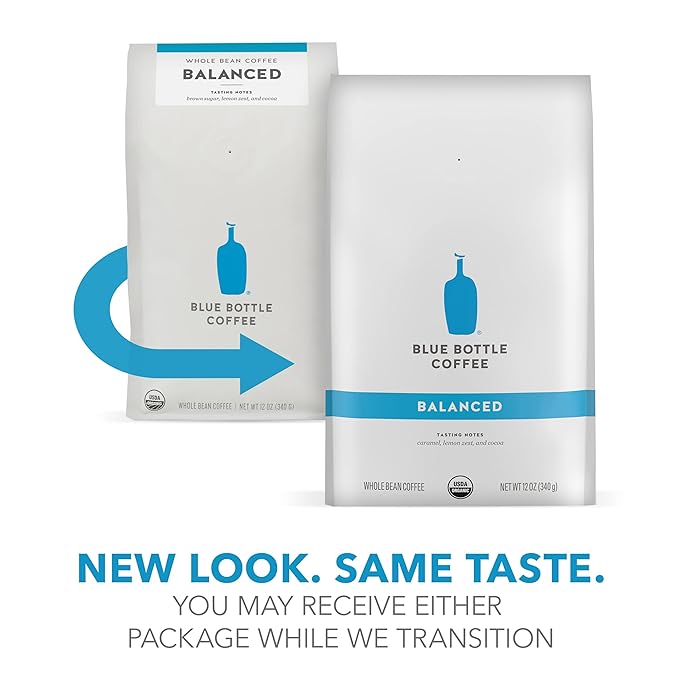 Blue Bottle Whole Bean Organic Coffee, Balanced, Medium Roast, 12 Ounce bag (Pack of 2)