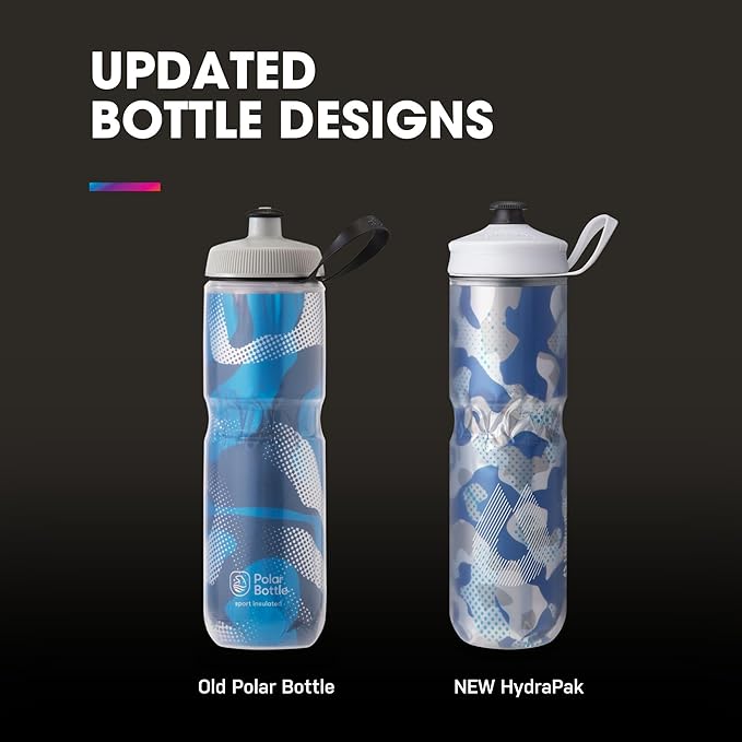 HydraPak | Polar Bottle - Polar Sport Insulated Water Bottle - BPA-Free, Sport & Bike Squeeze Bottle with Handle (Contender Blue, 600ml / 20oz)