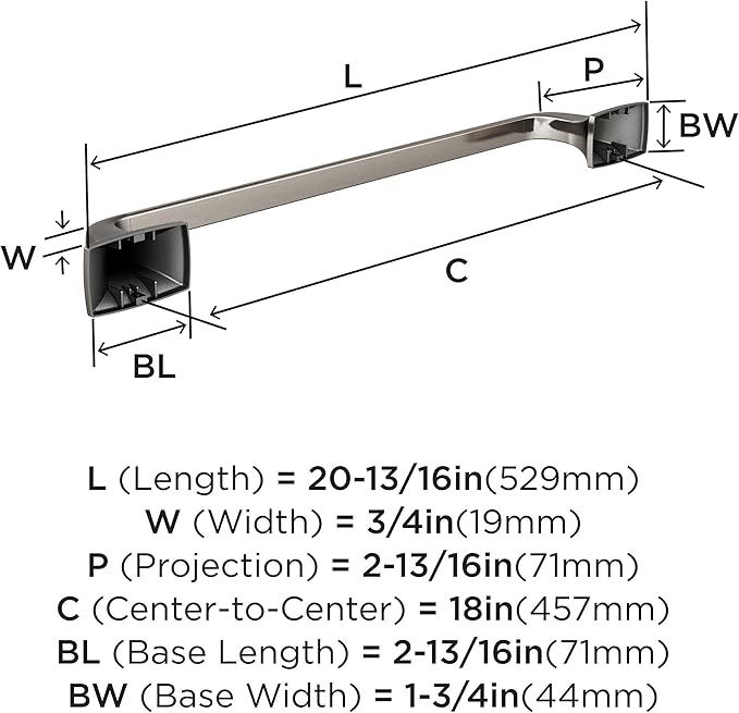 Amerock BH36013G10 | Brushed Nickel Towel Bar | 18 in (457 mm) Towel Rack | Highland Ridge | Bathroom Towel Holder | Bathroom Hardware | Bath Accessories