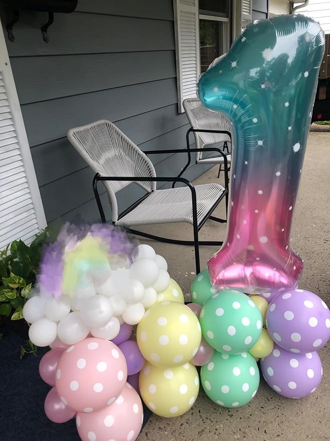 1 Balloons Numbers for First Birthday, Balloon Numbers 40 Inch, Balloon for Girls Boys Baby Shower, Big Baloon for 1, 11, 21, 100 Birthday Wedding Anniversaries Party, Blue and Pink
