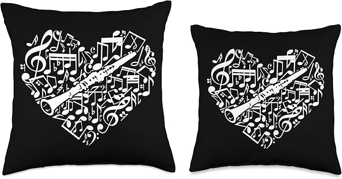 Heart Sheet Music Clarinet Throw Pillow