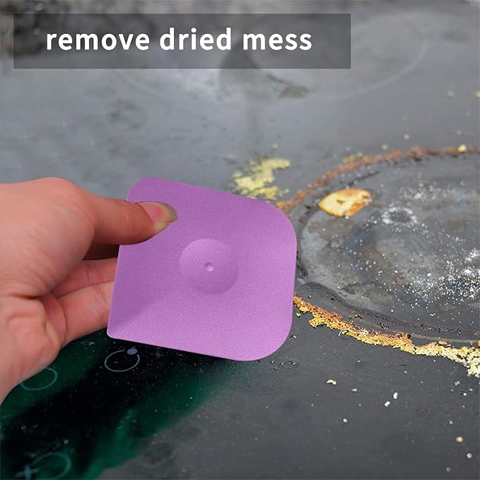 Plastic Pan Dish Pot Food Kitchen Scraper Tool Set, 3 pcs Nylon Plastic Cast Iron Skillet Cleaner Scrubber Scrapper, Kitchen Scraper Non-Scratch (Purple)