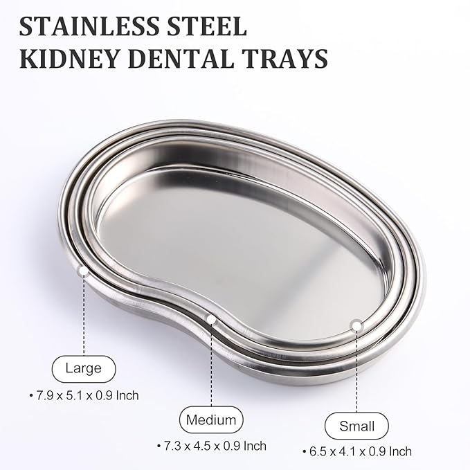 SUTOKAKA Decorative Serving Tray, Manicure Tools Storage Dish, Perfume Jewelry Dinner Placing Plate for Bedroom Kitchen Salon Supplies (Stainless Steel - 3PC, Mixed Size)