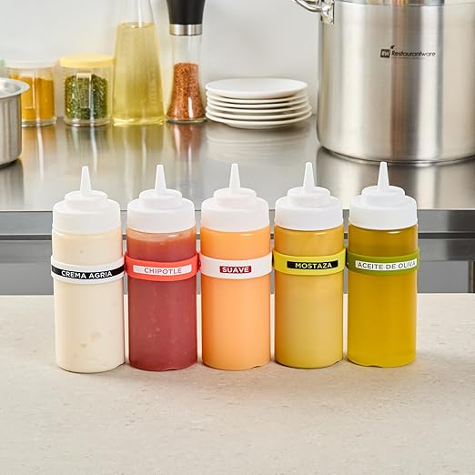Restaurantware Silicone Squeeze Bottle Band 10 Count 2.75 Inch Dishwasher Safe Condiment Identification Band, Mild White Non-Slip Label Band for Condiment Labeling at Restaurants, Food Trucks