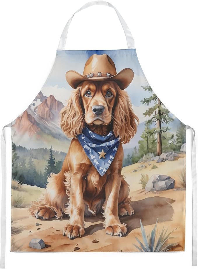 Caroline's Treasures Cocker Spaniel Cowboy Welcome Apron Cooking Kitchen Server Baking Crafts Gardening for Adult Women Men, Unisex, Large, Multicolor