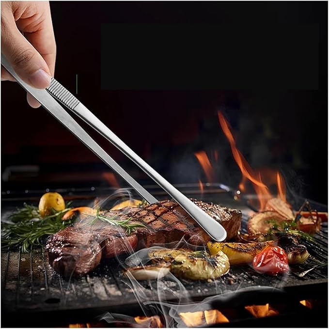 2Pcs Stainless Steel Kitchen Fixtures Tongs - For BBQ and Grilling(10inch)