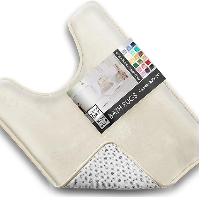 Clara Clark Bathroom Rugs, Velvet Memory Foam Bath Mat, Non-Slip, Machine Washable Bath Rugs - Dries Quickly, Ultra Soft Plush Bath Mats for Bathroom, 20 x 24, Solid White