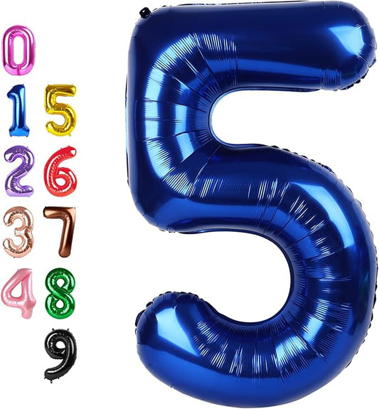 Balloons Number 5, Navy Blue Balloon Numbers for Girls Boys Happy Birthday Decorations, 40 Inch Balloon for 5, 15, 25, 2025 Graduation Wedding Anniversaries Party