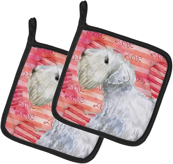 Caroline's Treasures BB9771PTHD Sealyham Terrier Love Pair of Pot Holders, Red Kitchen Heat Resistant Pot Holders Sets Oven Hot Pads for Cooking Baking BBQ, 7 1/2 x 7 1/2