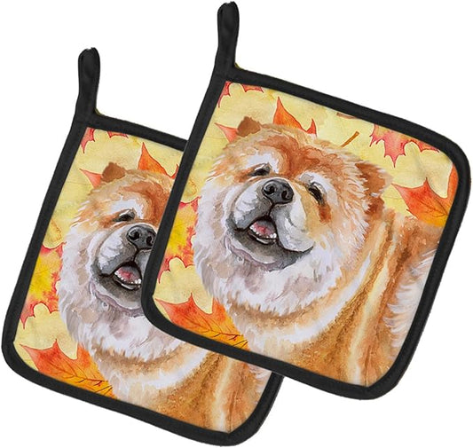 Caroline's Treasures BB9956PTHD Cane Corso Fall Pair of Pot Holders, Yellow Kitchen Heat Resistant Pot Holders Sets Oven Hot Pads for Cooking Baking BBQ, 7 1/2 x 7 1/2