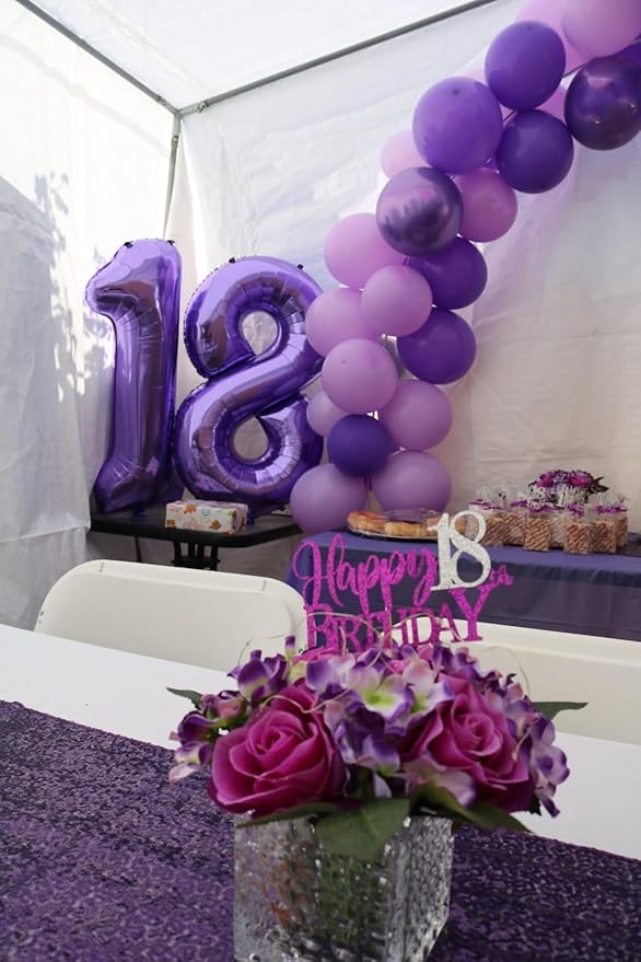 Number 18 Balloons 40 Inch, Purple Birthday Decorations For Women Men, Big Number Balloons for 18 81 Wedding, Anniversaries, Celebration, Graduation, Adult Birthday