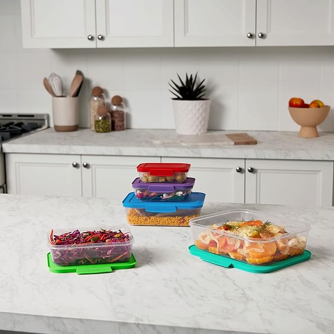 Sistema Nest It Meal Prep Food Storage Containers with Lids, 8-Pack of Assorted Sizes, Airtight & Leak-Resistant, Dishwasher, Microwave, & Freezer-Safe, BPA-Free