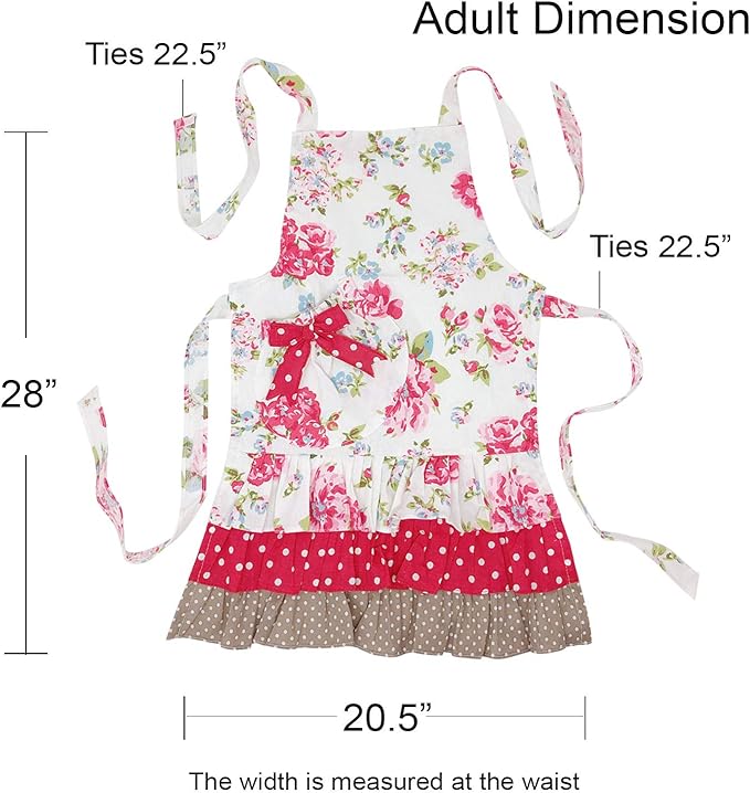 Wrapables Mother and Daughter Ruffles and Roses Apron for Baking, Cooking & Crafts, Adult