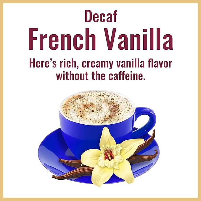 Hills Bros. Cappuccino Mix – Rich, Frothy Coffeehouse-Tasting Instant Drink Mix – Quick and Easy Preparation – Perfect for Hot & Iced Drinks & Creaming Coffee – Decaf French Vanilla, 1 Pack of 16oz