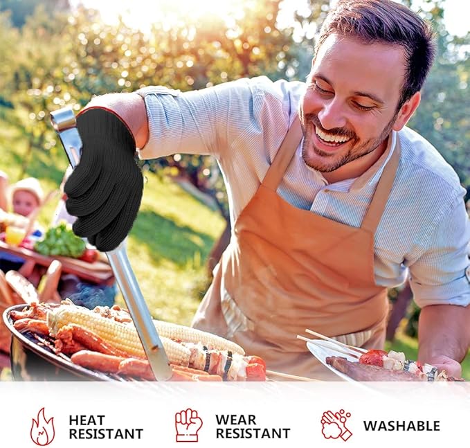Killer's Instinct Outdoors 1 Pair Heat Resistant Gloves Oven Gloves Heat Resistant with Fingers Gloves Double Oven Mitt Set