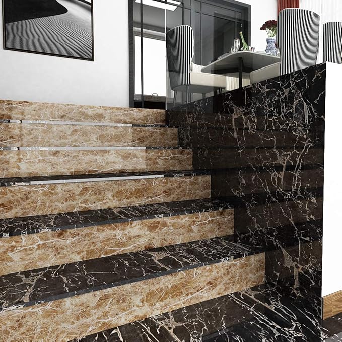 Livelynine 24 x 197 Inch Brown Countertop Contact Paper for Kitchen Peel and Stick Countertops Waterproof Marble Wallpaper for Bathroom Self Adhesive Counter Top Covers Table Sticker Desk Vinyl Wrap