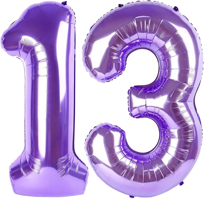 40 Inch Number Balloon, Purple Happy Birthday Balloon for Girls Boys Babies, Number Balloons for 13 31 Wedding Bridal Shower Anniversaries Party