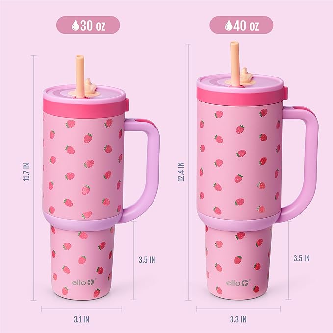 Ello Oasis 30oz Stainless Steel Tumbler - Strawberries