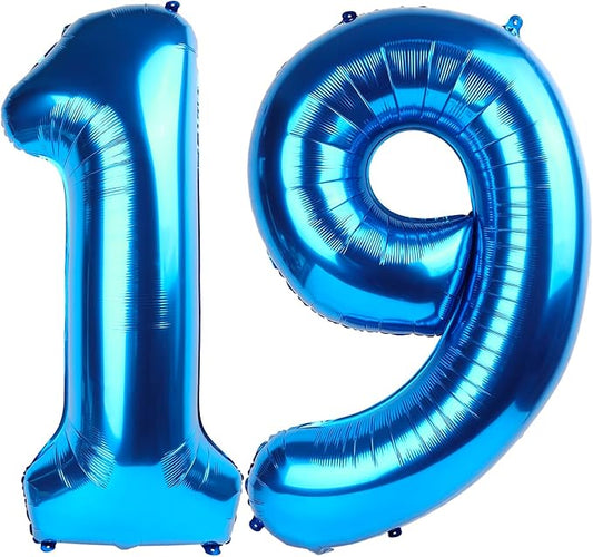 Dark Blue Number Balloon 19, Number Balloons, 40 Inch Ballon for 19th Girl Boy Birthday Party, Photo Prop, Wedding Anniversaries Events Decor