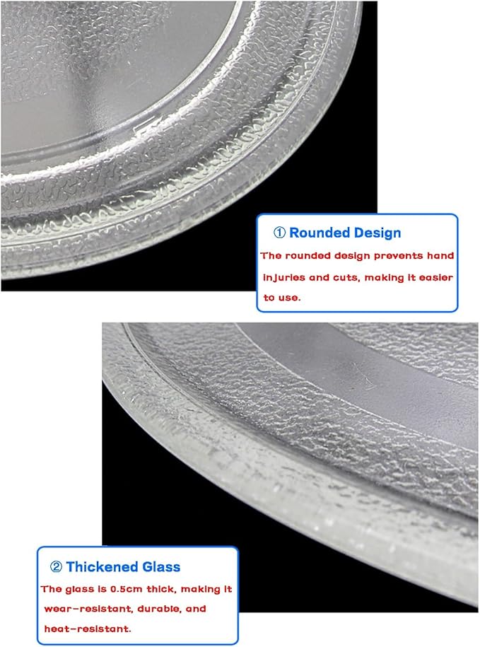 Microwave Glass Turntable Plate Replacement Accessories, 315/270/255/245mm Diameter Round Microwave Plate, Microwave Glass Tray with 3 Fixtures(25.5cm(10in))