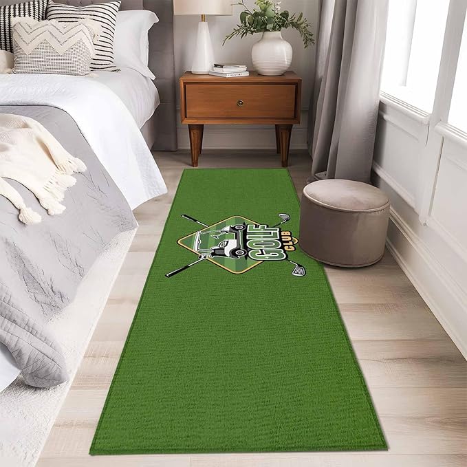 Runner Rug for Bedroom Hallway, Golf Club Sports Kitchen Runner Rugs Area Rug 2x6ft, Green Washable Soft Floor Carpet for Entryway Stair