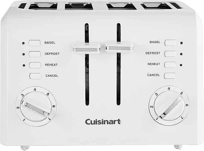 Cuisinart 4-Slice Compact Plastic Toaster, White, CPT-142P1