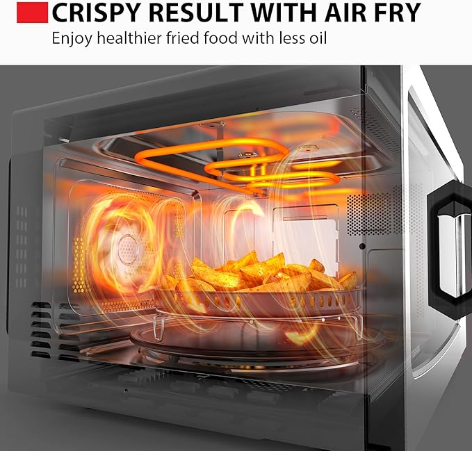 Toshiba Air Fryer Combo 4-in-1 Countertop Microwave Oven, Smart Sensor, Convection, Mute Function, Position Memory 13.6" Turntable, 1.5 Cu Ft, 1000W, Black, ML-EC42P(BS)