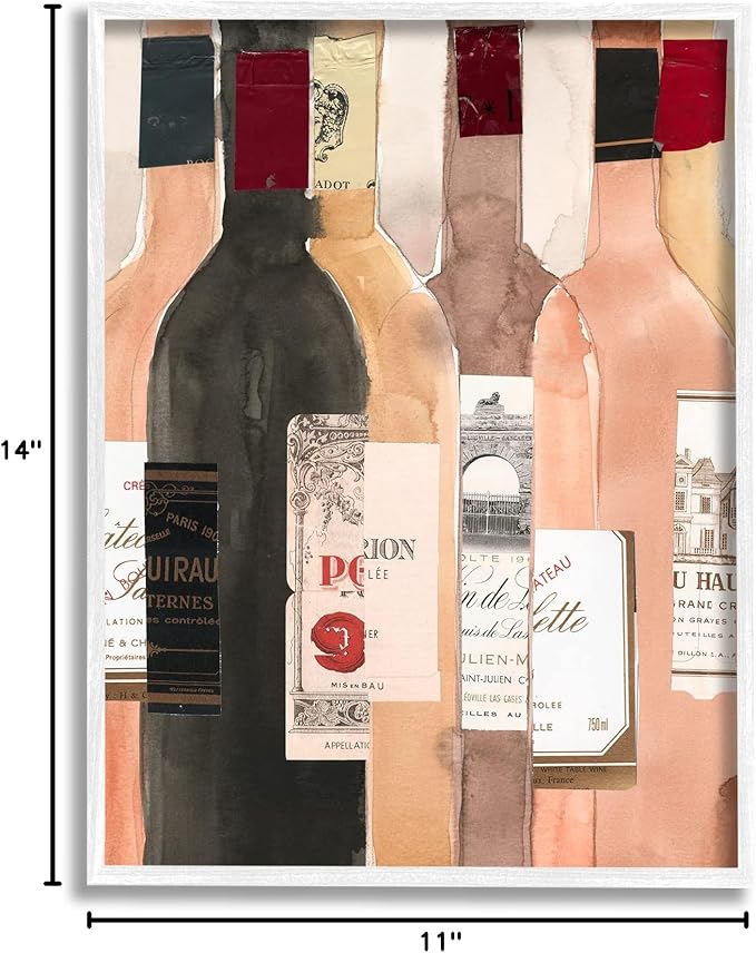 Stupell Industries Timeless Labeled Wine Champagne Bottles Vintage, Design by Samuel Dixon