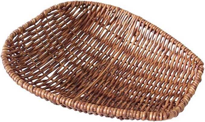 Fenteer Imitation Rattan Storage Basket, Vanity Tray Home Decor for Organizing for Bedroom, Kitchen, Bar, M
