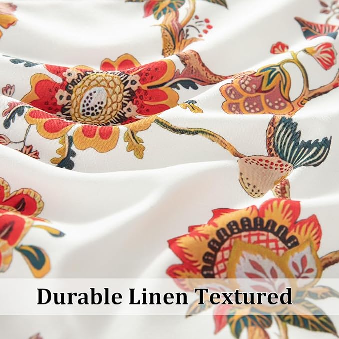 Leeva Floral Linen Valances for Kitchen Windows – Light Filtering Short Window Curtain with Rod Pocket Design, Decorative Valance for Farmhouse or Cafe, 60" W x 18" L