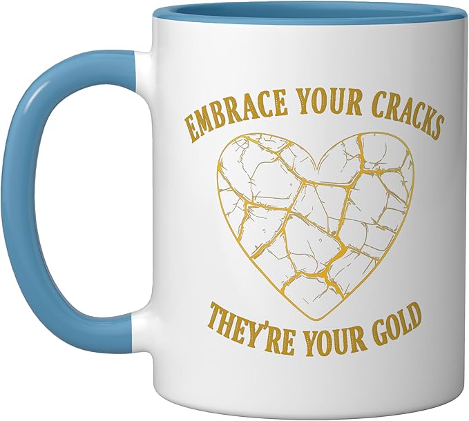 Pottery Kintsukuroi Japanese Artistry Kintsukuroi Kintsugi Ceramic Mug, Blue/White