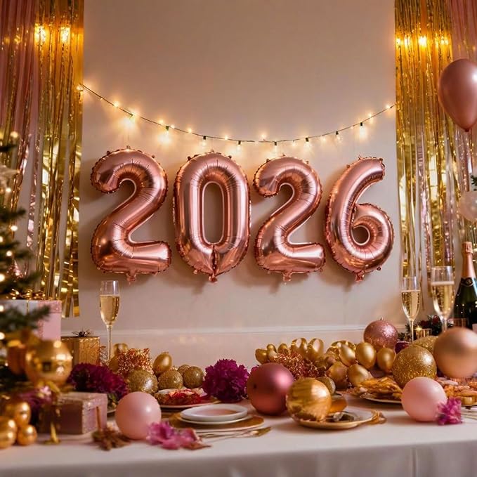 Champagne Gold 2026 Balloons - 40 inch Number Balloon - Graduation Balloons for Class of 2026 Decorations - Congrats Grad Balloons for Graduation Decorations 2026 - Grad Party Decor Supplies