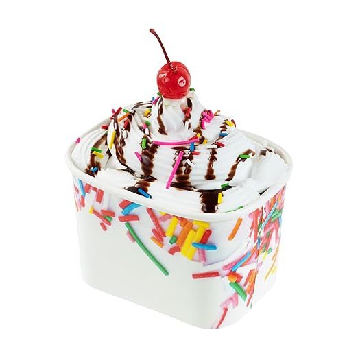 Coppetta 12 Ounce Dessert Cups, 50 Greaseproof Ice Cream Cups - Lids Sold Separately, For Hot And Cold Foods, White Paper Yogurt Bowls, Festive Sprinkle Design, Disposable, Sturdy- Restaurantware