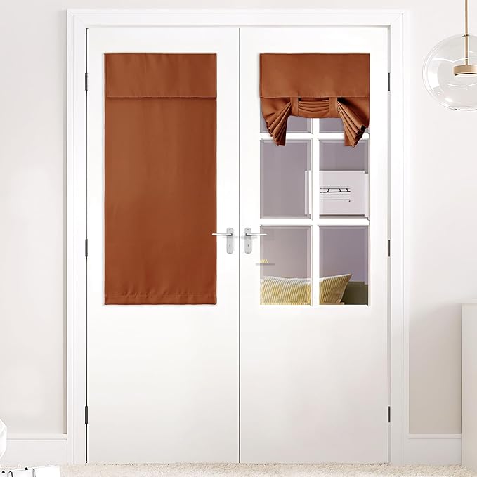 NICETOWN Blackout French Door Curtains, Privacy Curtains for Door Window, 26 X 50 Inch Room Darkening Drapes, Thermal Insulated Shade for Bedroom, (1 Panel, Burnt Orange)