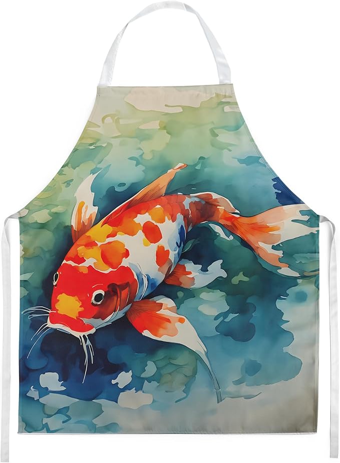 Caroline's Treasures Koi Fish Apron Cooking Kitchen Server Baking Crafts Gardening for Adult Women Men, Unisex, Large, Multicolor