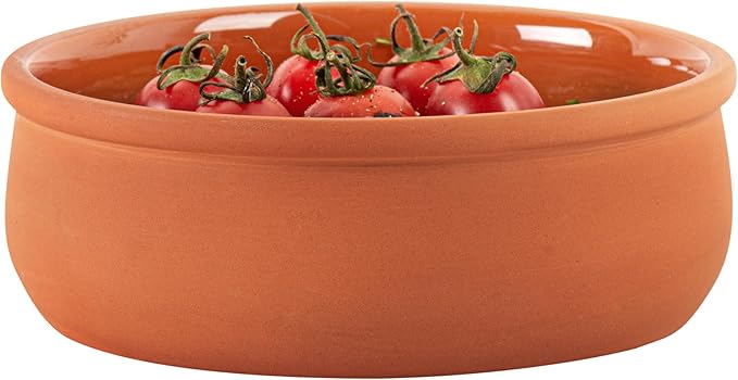 Restaurantware-Terra Tek 17 Ounce Terracotta Cazuelas, 2 Brown Glazed Clay Pots For Cooking - Oven-Ready, Microwavable, Terracotta Serving Pots, Dishwashable, For Cooking And Serving