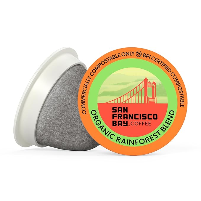 San Francisco Bay K-Cup Coffee Pods, Organic Rainforest Blend (80 ct), Medium-Dark Roast, Commercially Compostable USDA Organic Single-Serve Coffee Pods