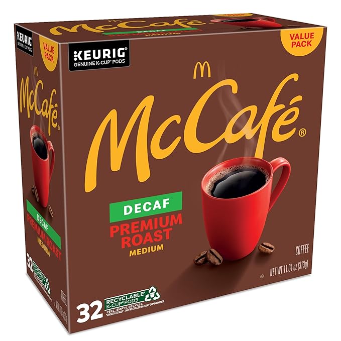 McCafe Keurig Single Serve K-Cup Pods, Premium Roast Decaf, 32 Count
