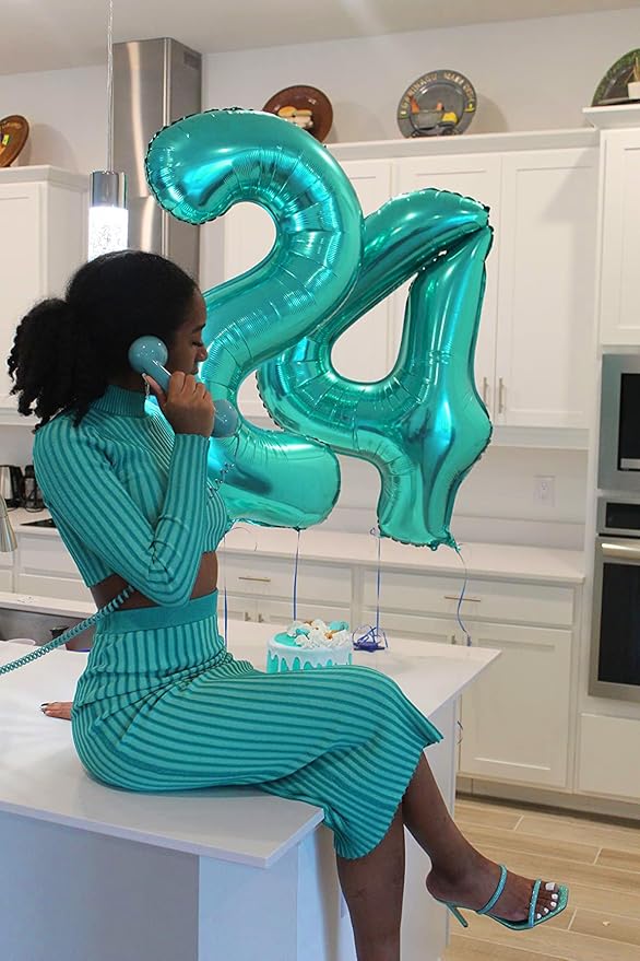 Number 9 Balloons 40 In, Birthday Decorations for Women Men, Blue Green Number Balloon Birthday Party Decorations Large Foil Mylar Balloons for Wedding, Celebration, Graduations