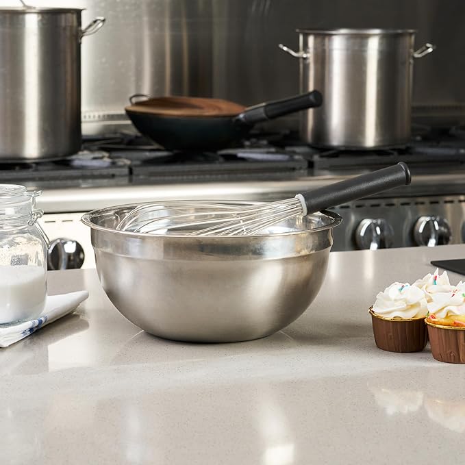 Restaurantware Met Lux 14 Inch x 3.7 Inch Baking Whisk, 1 With Ergonomic Handle Metal Whisk - Dishwasher-Safe, Corrosion-Resistant, Stainless Steel Whisk For Baking, For Whipping, Baking, Or Cooking